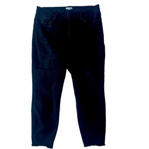 Good American Women's Good Waist Cropped High Rise Raw Hem  Black Jeans sz 18